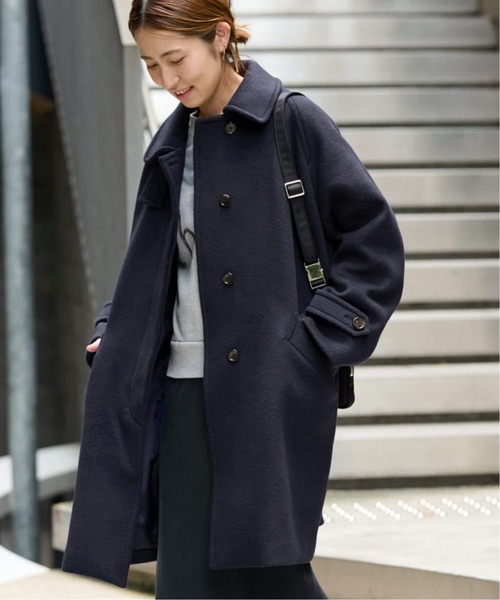 【新品未使用タグ付き】フレームワーク　ラムウールMIXシャルムバルカラーコート ラムウールMIXシャルムバルカラーコートフレームワークネイビー36