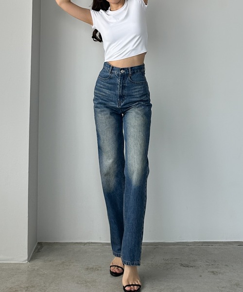 [Louere] Denim брюки LARGE черный женский 