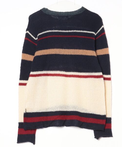 glamb（グラム） ボーダー柄長袖ニット 0 ネイビー メンズ : ZOZOTOWN