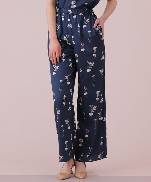 ANAYI（アナイ） パンツ 「セットアップ対応商品」ボタニカルサテン