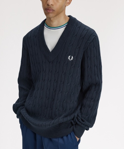 FRED PERRY（フレッドペリー） セーター ニット Cable Knit V-Neck