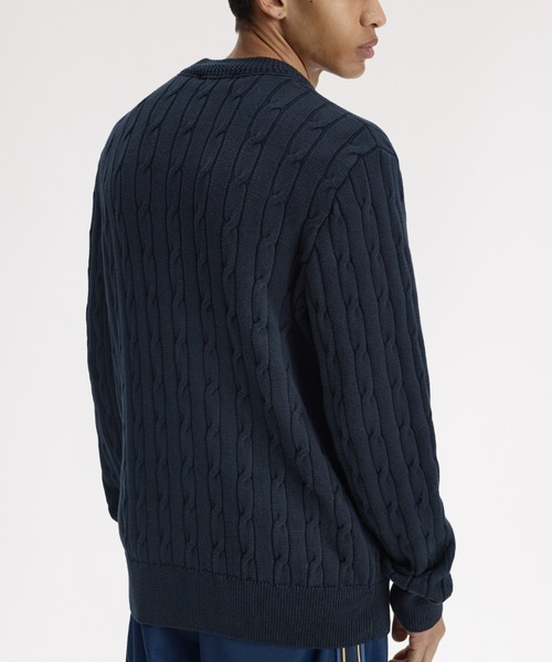 フレッドペリー Ｖネックカーディガン コットン ニット M 紺 FRED PERRY（フレッドペリー） カーディガン レディース K4121 Vネック