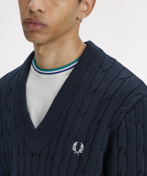 FRED PERRY（フレッドペリー） セーター ニット Cable Knit V-Neck