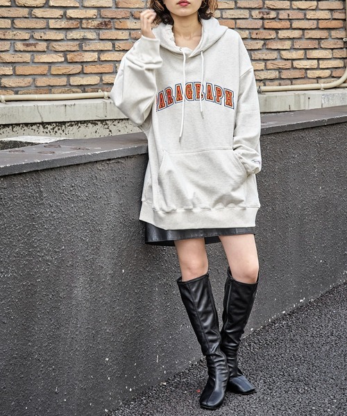 「Paragraph」 プルオーバーパーカー フリ- ライトグレー メンズ_画像3