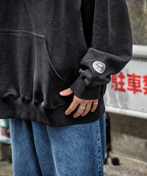 「Paragraph」 プルオーバーパーカー フリ- ライトグレー メンズ_画像4