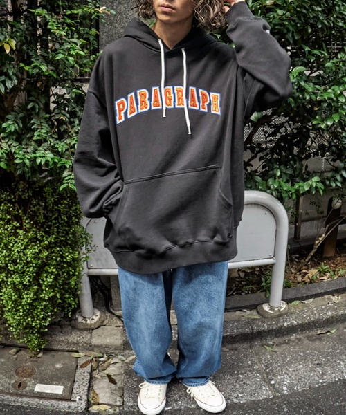 「Paragraph」 プルオーバーパーカー フリ- ライトグレー メンズ_画像5
