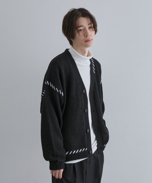 「JUNRED」 ニットカーディガン S ブラック メンズ_画像2