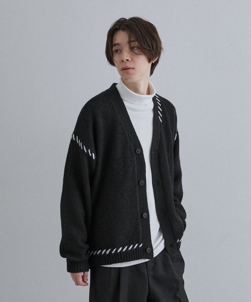 「JUNRED」 ニットカーディガン S ブラック メンズ_画像3