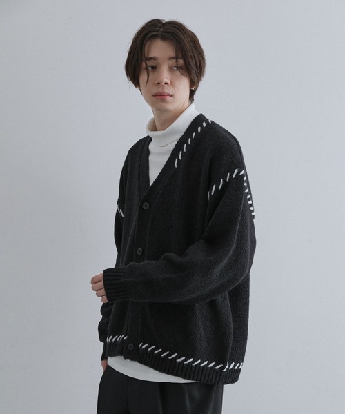 「JUNRED」 ニットカーディガン S ブラック メンズ_画像4