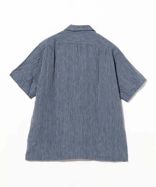 シャツ Open Collar Indigo Linen Stripe メンズの画像