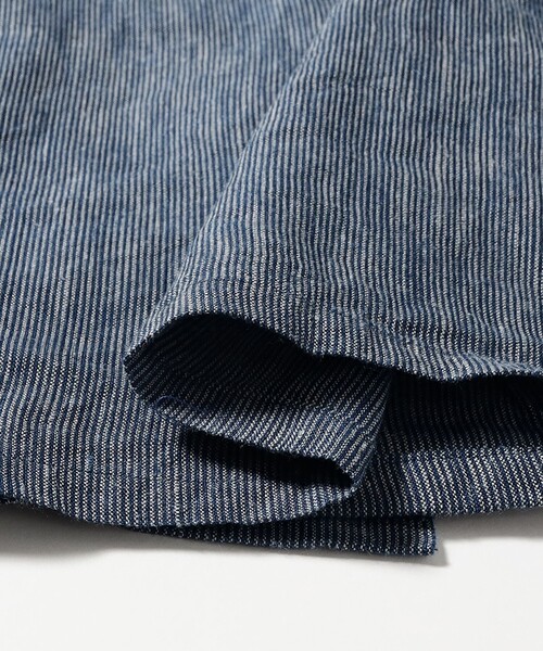 シャツ Open Collar Indigo Linen Stripe メンズの画像