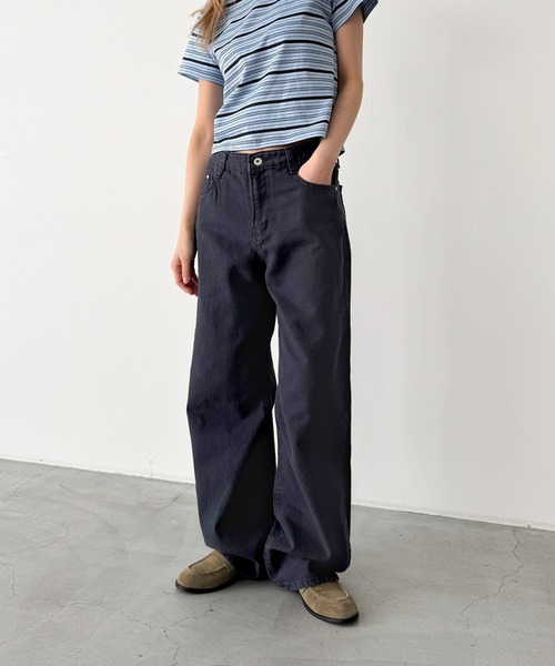パンツ El mar　キャンバスストレートパンツ レディースの画像