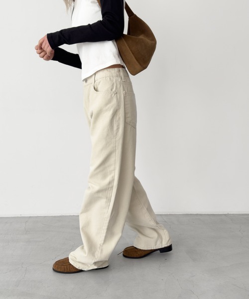 パンツ El mar　キャンバスストレートパンツ レディースの画像