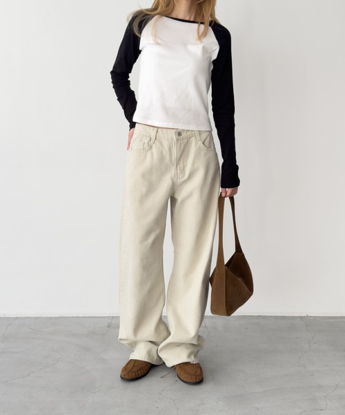 パンツ El mar　キャンバスストレートパンツ レディースの画像