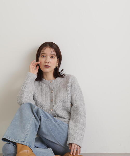 「N.(N. Natural Beauty Basic)」 ニットカーディガン MEDIUM グレー レディース_画像3