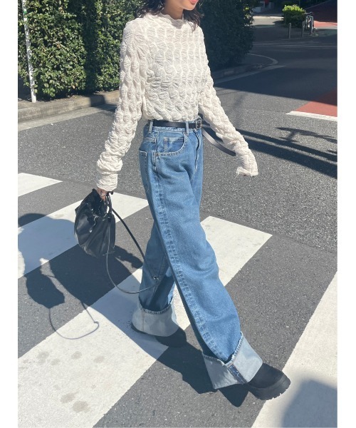 「BLACK BY MOUSSY」 デニムパンツ 24inch ブルー レディース_画像3