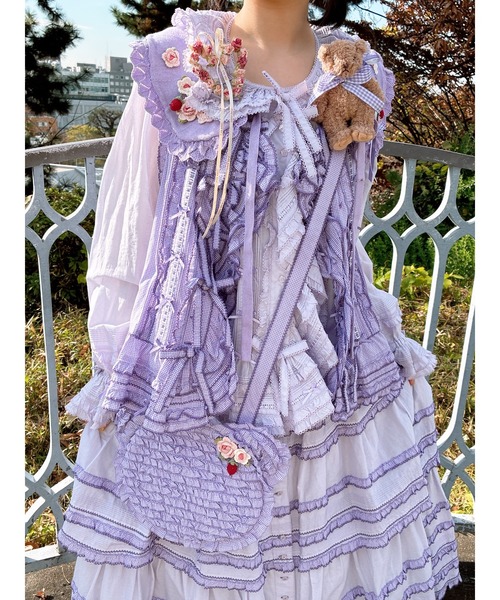 ベスト ジレ リボンモチーフいっぱいベスト レディースの画像
