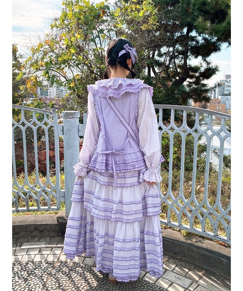 ベスト ジレ リボンモチーフいっぱいベスト レディースの画像