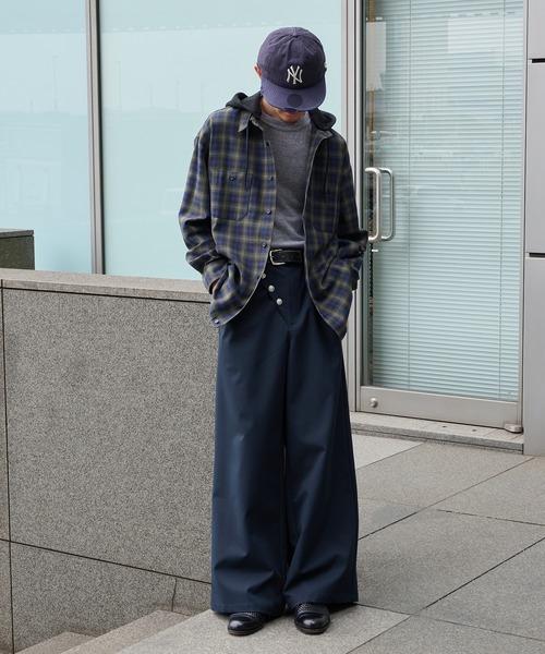 Perushu スラックス SAILOR STYLE ASYMMETRIC BUTTON WIDE SLACKS