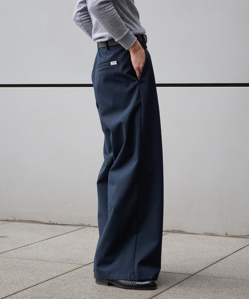Perushu スラックス SAILOR STYLE ASYMMETRIC BUTTON WIDE SLACKS