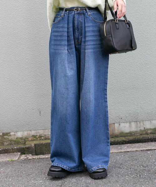 「ITEMS URBANRESEARCH」 デニムパンツ SMALL インディゴブルー レディース_画像2