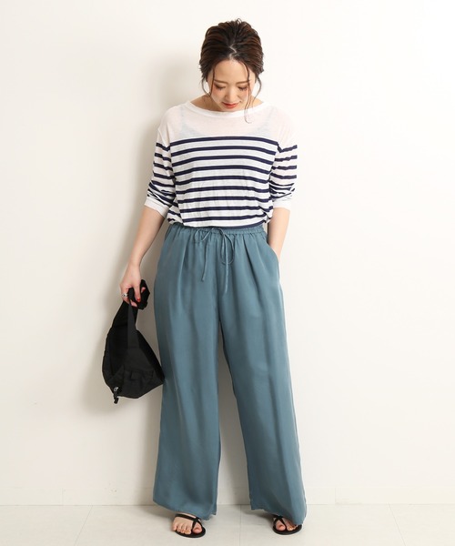「SLOBE IENA」 イージーパンツ 36 ネイビー レディース_画像4