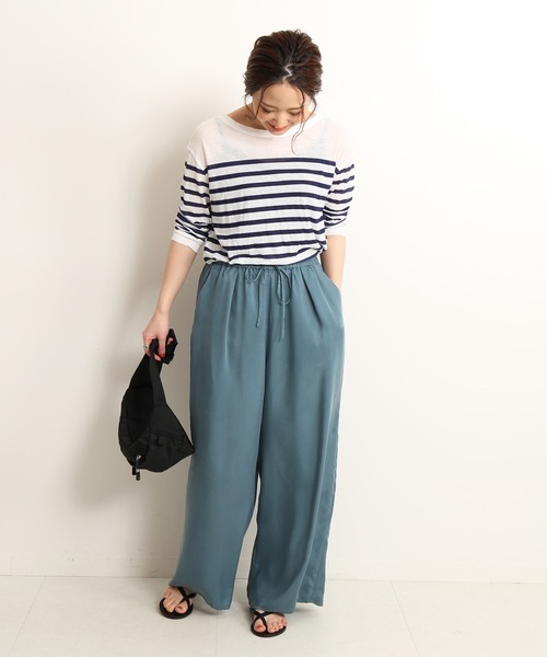 「SLOBE IENA」 イージーパンツ 36 ネイビー レディース_画像6