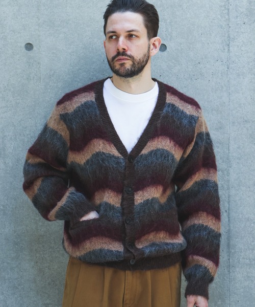 MR.OLIVE（ミスターオリーブ） カーディガン WAVE BORDER MOHAIR