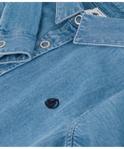 「PETIT BATEAU」 「KIDS」長袖シャツ 10YEAR ブルー キッズ_画像3
