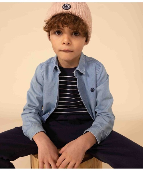 「PETIT BATEAU」 「KIDS」長袖シャツ 10YEAR ブルー キッズ_画像4