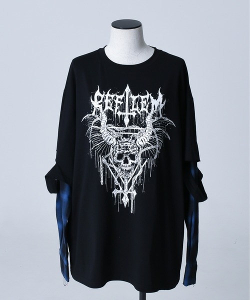 「REFLEM」 長袖カットソー FREE ブラック×グレー レディース_画像8