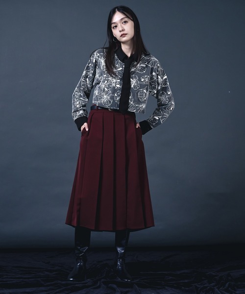 「Ellno de Mavie」 「Julia Boutique」プリーツスカート FREE ボルドー レディース_画像2