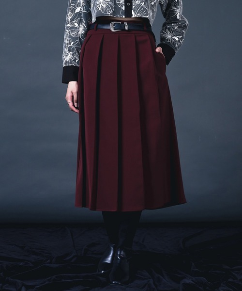 「Ellno de Mavie」 「Julia Boutique」プリーツスカート FREE ボルドー レディース_画像3