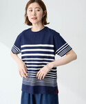 tシャツ 半袖 パネルボーダーTシャツ「接触冷...の詳細画像2