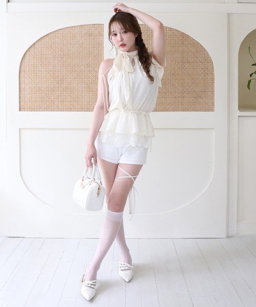 one after another NICE CLAUP ワイドパンツ パンツ リボン付き