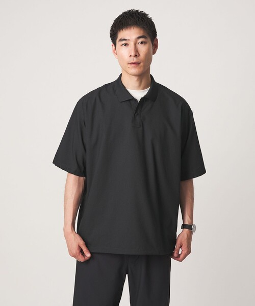 【新品未使用】MARK&LONA 半袖ポロシャツブラック裾ドローコード付（L） green label relaxing（グリーンレーベルリラクシング） ポロシャツ