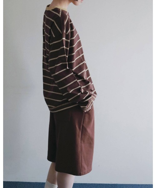 anuke（アンヌーク） tシャツ Border Loose Long T-shirts 62620620