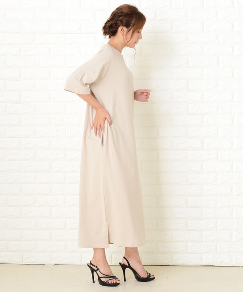 DAYRA ワンピース 半袖 シンプル無地半袖ロングTシャツワンピース