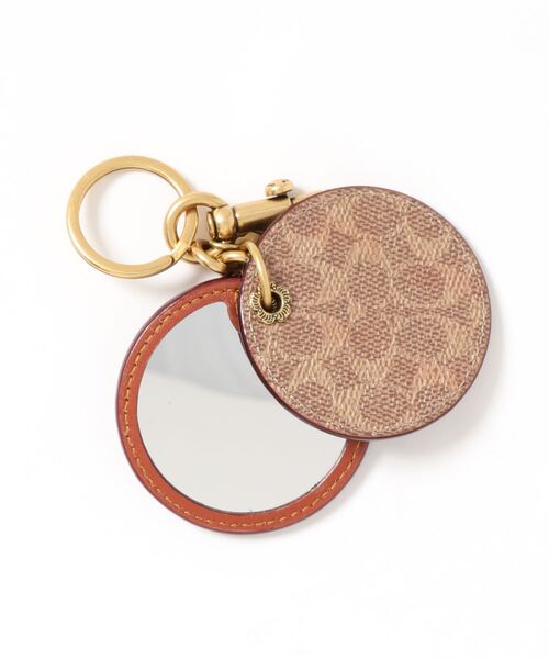 美品 COACHコーチ ミラー バッグチャーム シグネチャー キャンバス COACH キーホルダー ミラー バッグ チャーム シグネチャー