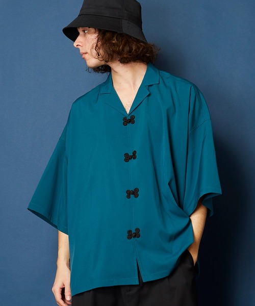り*ー様 アーセナルシャツ ネイビー 25/26 XL unrelaxing シャツ ルーズビッグシルエットチャイナ開襟アロハ