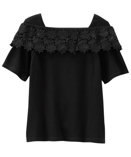 alotta tシャツ オフショル風レースデザイントップス レディース