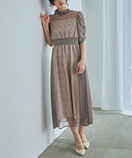 niana ドレス ブロックチェックサイドプリーツドレス : ZOZOTOWN