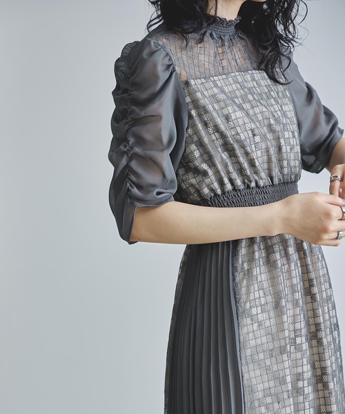 niana ドレス ブロックチェックサイドプリーツドレス : ZOZOTOWN