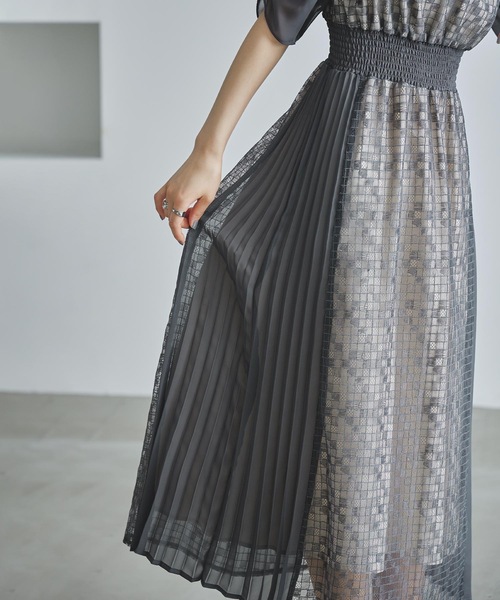 niana ドレス ブロックチェックサイドプリーツドレス : ZOZOTOWN