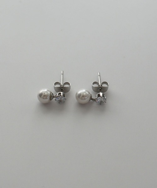 Shashi ピアス ドロップ パール キュービックジルコニア CEMO NEMO ピアス 「金属アレルギー対応」 キュービック