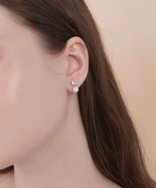 By Adina Eden ピアス ドロップ キュービックジルコニア ドーム キュービックジルコニア ドロップピアス（VBMA9521__XT