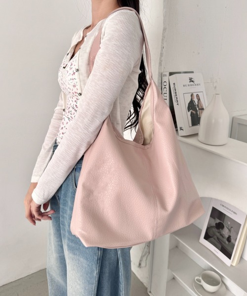 Loueme トートバッグ ワンハンドルPUレザートートバッグ「A4サイズ対応