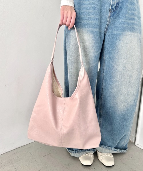 Loueme トートバッグ ワンハンドルPUレザートートバッグ「A4サイズ対応