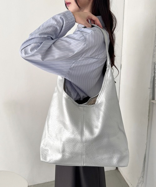 Loueme トートバッグ ワンハンドルPUレザートートバッグ「A4サイズ対応