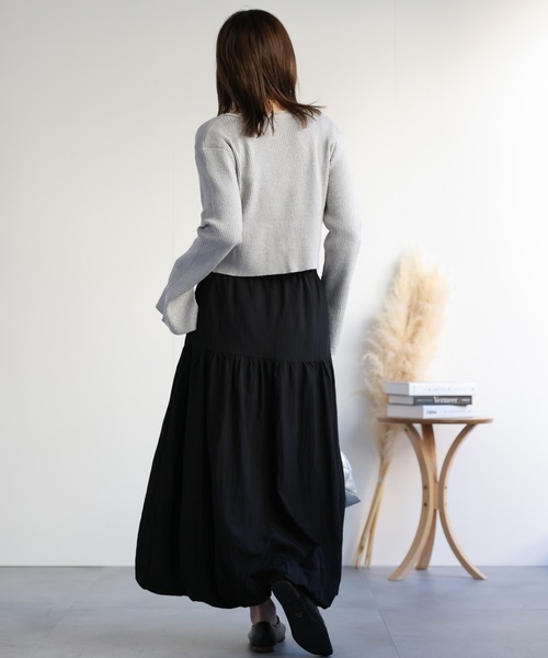 ap retro カーディガン ラメ混リブVネックニットカーディガン / ニット